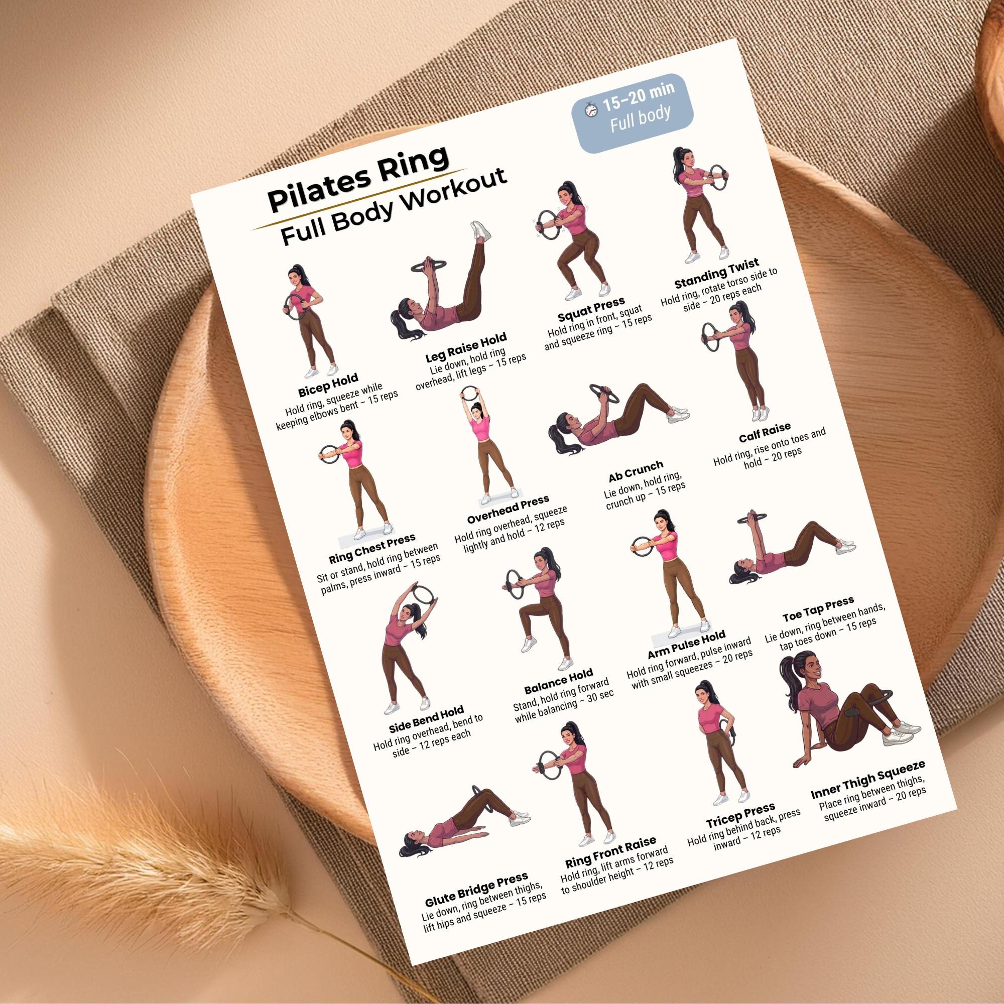 Pilates Ring Workout PDF, Magic Circle Full Body Exercises, Home ...