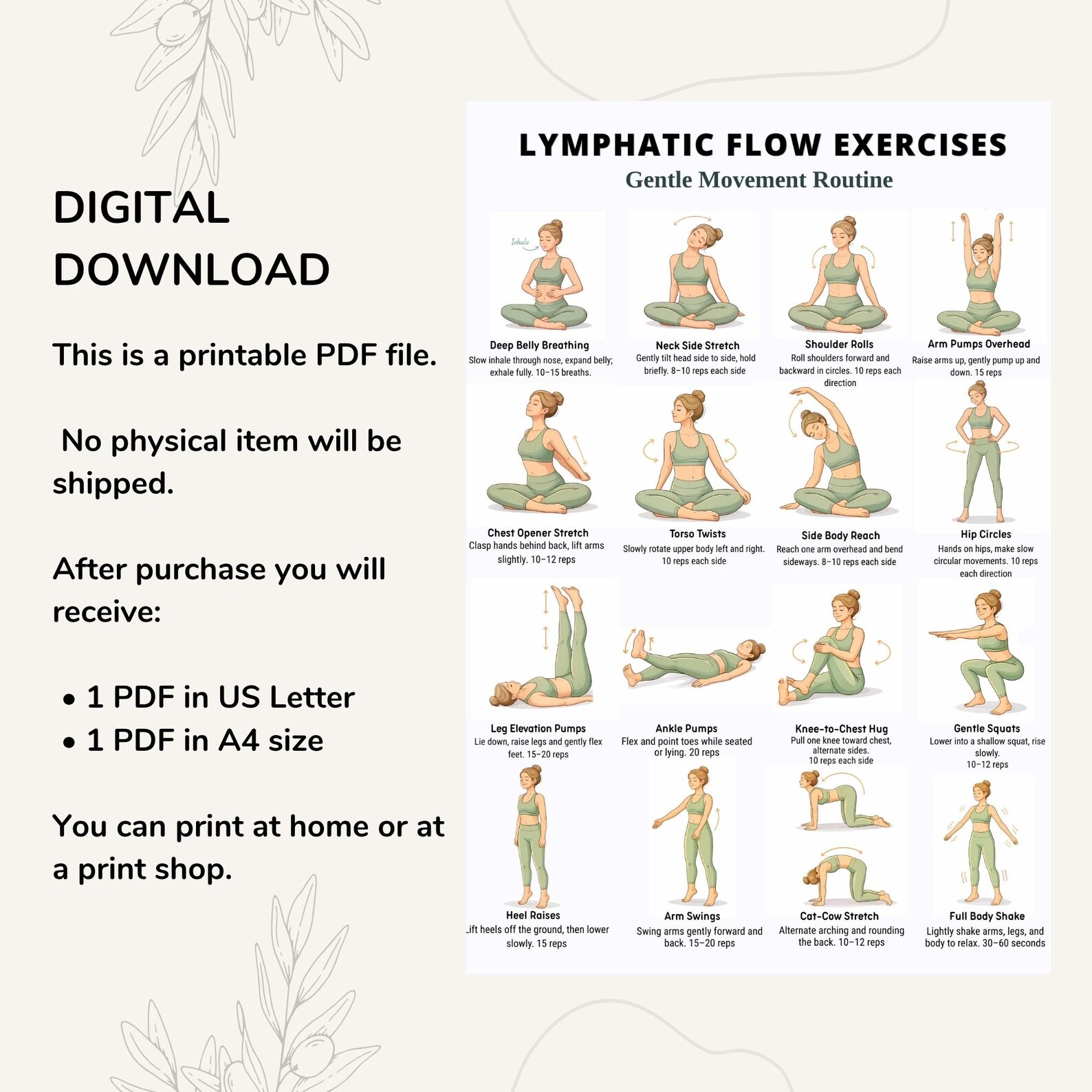 Lymphatic System Routine Pdf Lymphatic Flow Exercises Printable, Lymphatic Drainage Routine, Gentle ...