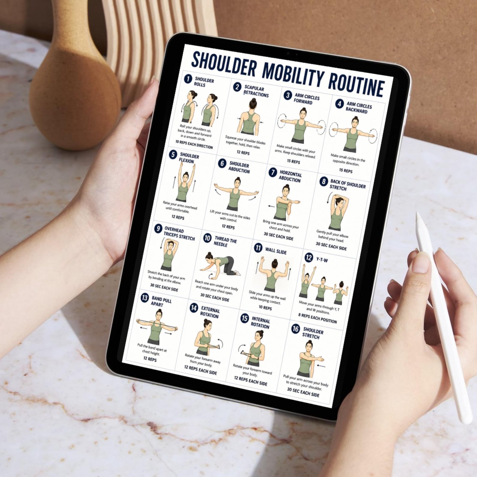 Mobility Routine Chart.pdf Shoulder Mobility Routine Printable, Shoulder Stretch Exercise Chart ...