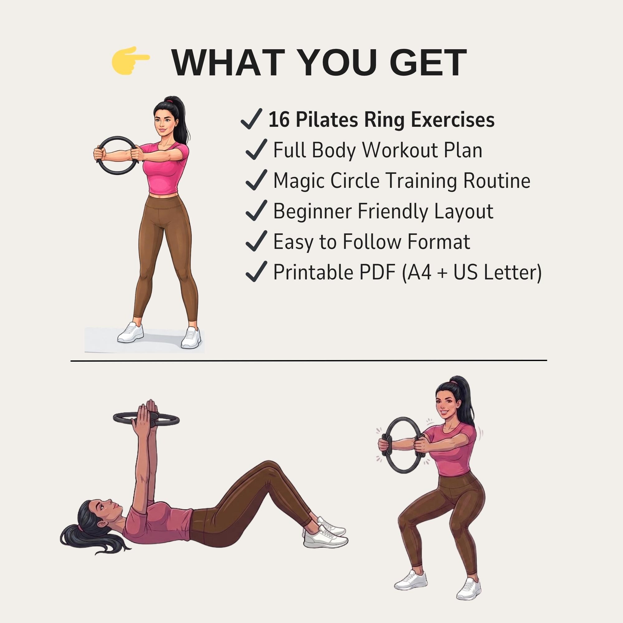 Exercise Circle Pilates Ring Workout PDF, Magic Circle Full Body Exercises, Home ...