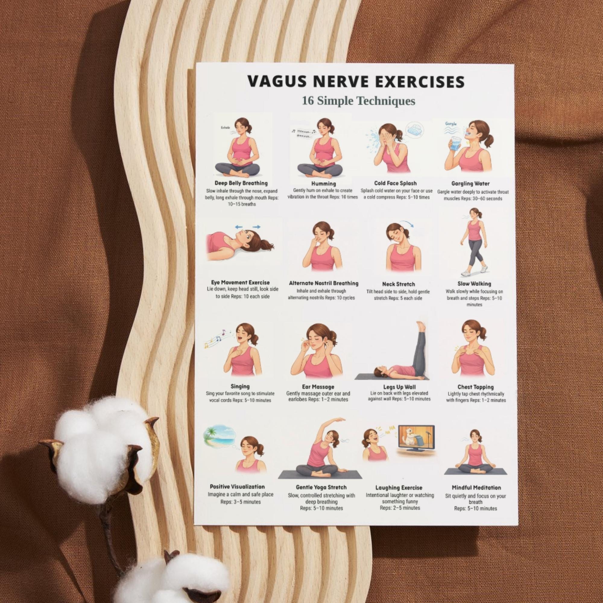 Relaxation Exercise Chart Vagus Nerve Exercises Printable, Breathing and Relaxation Routine ...