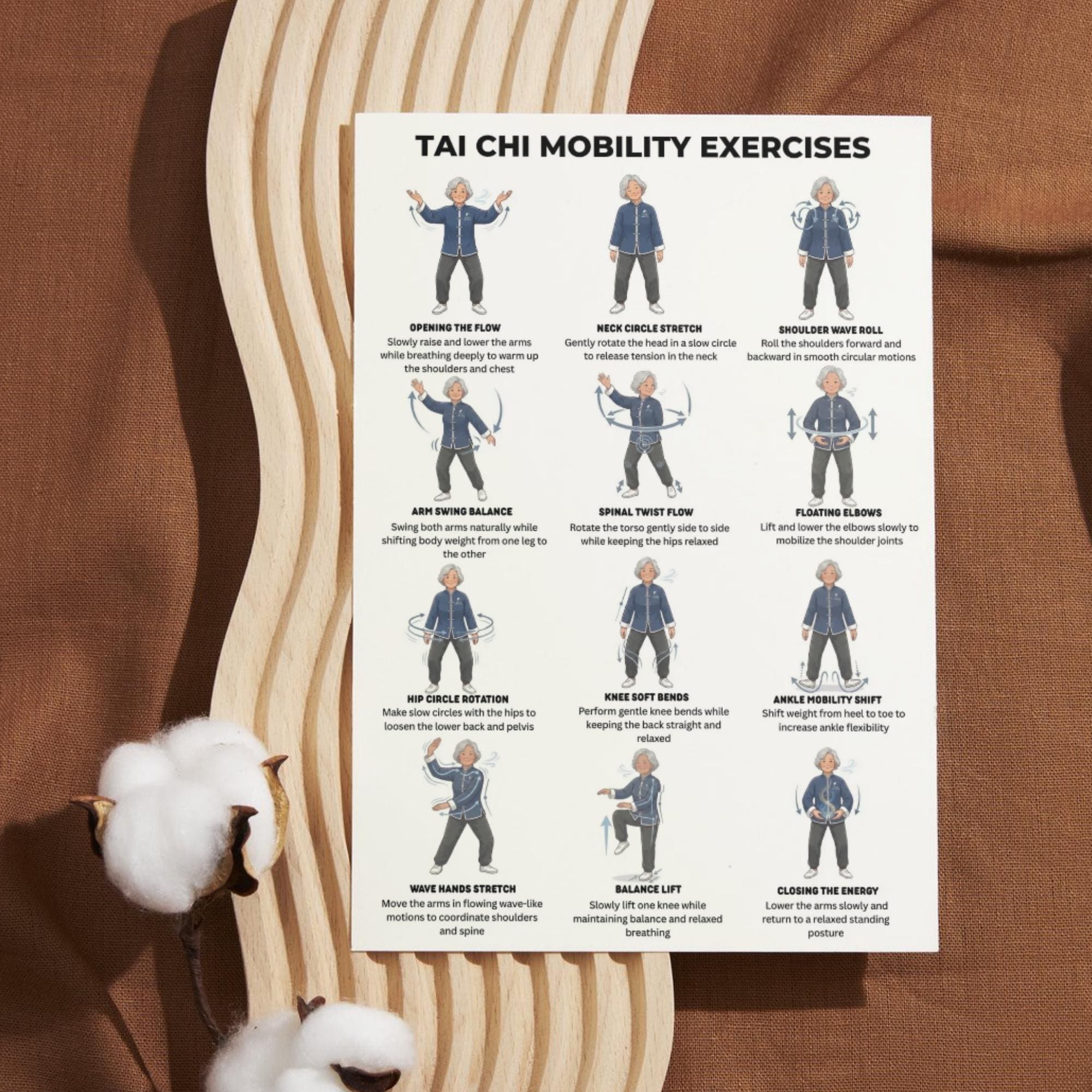 Tai Chi Movement Bundle Printable Charts, Tai Chi Slow Flow Routine ...