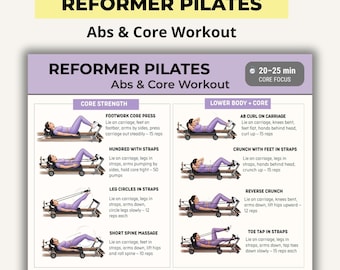 Reformer Pilates Workout PDF, Pilates Reformer Exercises, Abs and Core Workout Plan, Beginner and Trainer Routine, Home and Gym