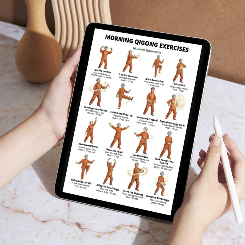 Qigong Daily Routine Bundle Printable Charts, Morning, Standing and ...