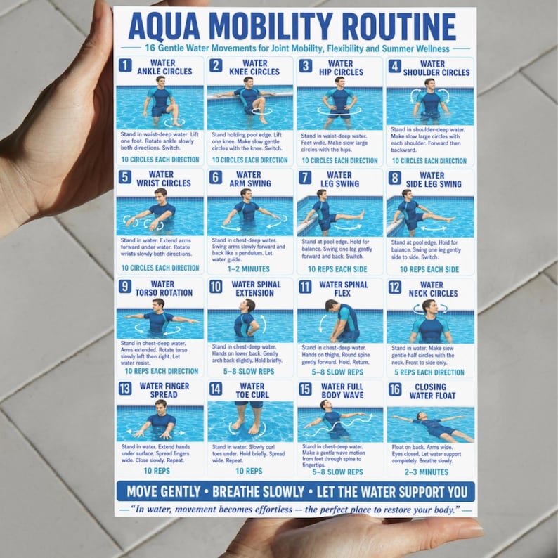 Aqua Mobility Routine Printable PDF | 16 Gentle Water Movements for ...