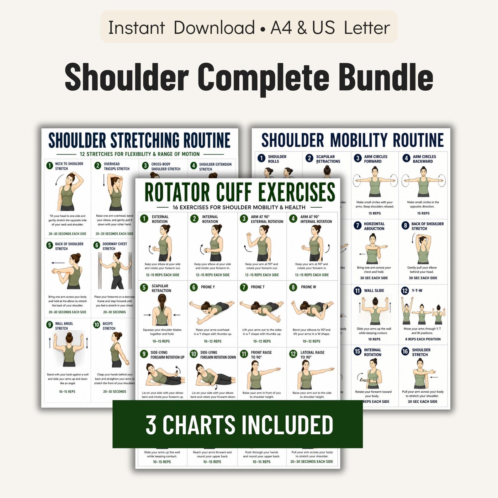 Mobility And Stretching Routine Chart.pdf Shoulder Mobility Bundle Printable Charts, Shoulder Mobility Routine ...