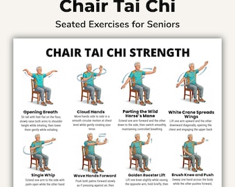Chair Tai Chi Printable Chart, Seated Tai Chi for Seniors PDF, Senior Chair Exercise Poster, Tai Chi Wall Chart