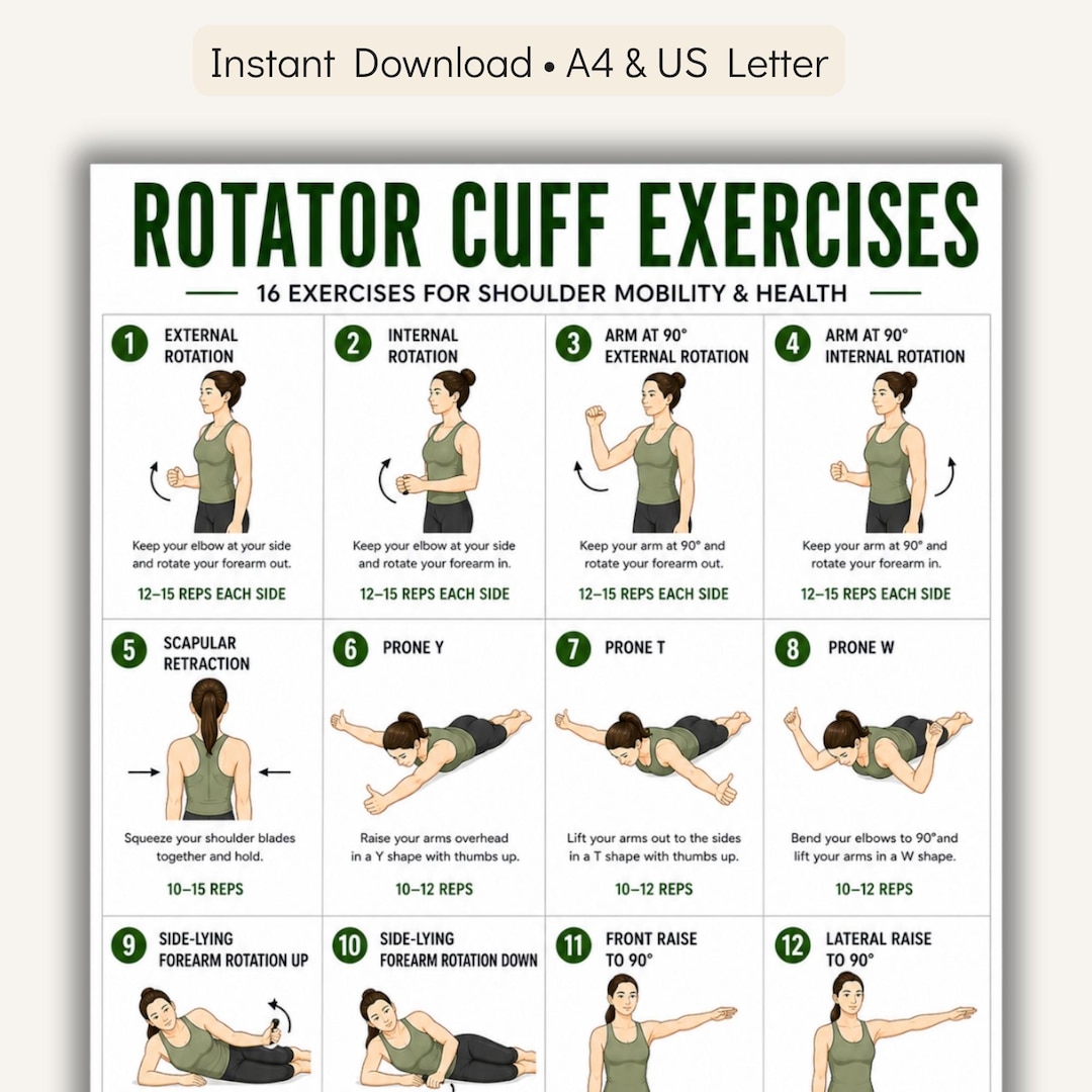 Rotator Cuff Exercises Printable, Shoulder Strength Exercise Chart ...