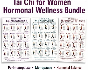 Tai Chi for Women Hormonal Wellness Bundle, Perimenopause Menopause and Hormonal Balance Printable Charts, Women Wellness PDF Set