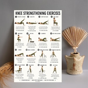 Knee Strengthening Exercises Printable Chart, 16 Gentle Movements for ...
