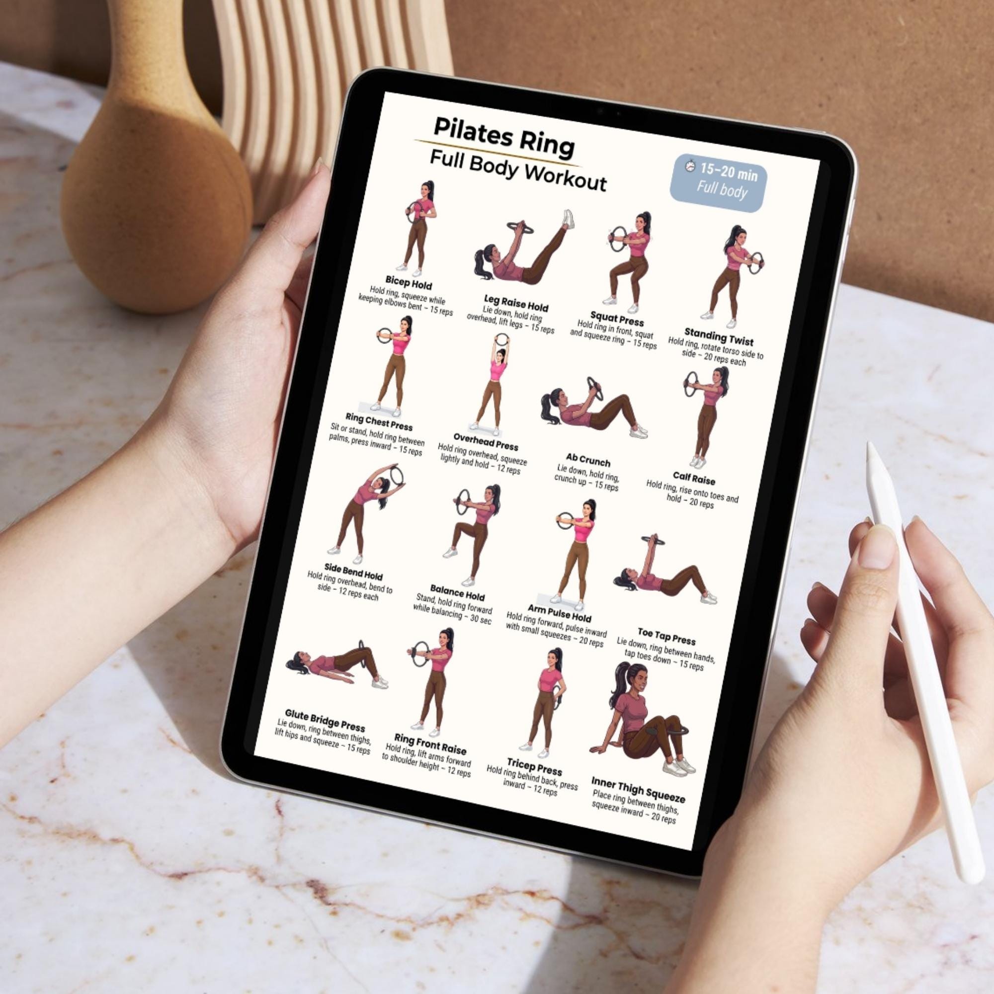 Pilates Ring Workout PDF, Magic Circle Full Body Exercises, Home ...