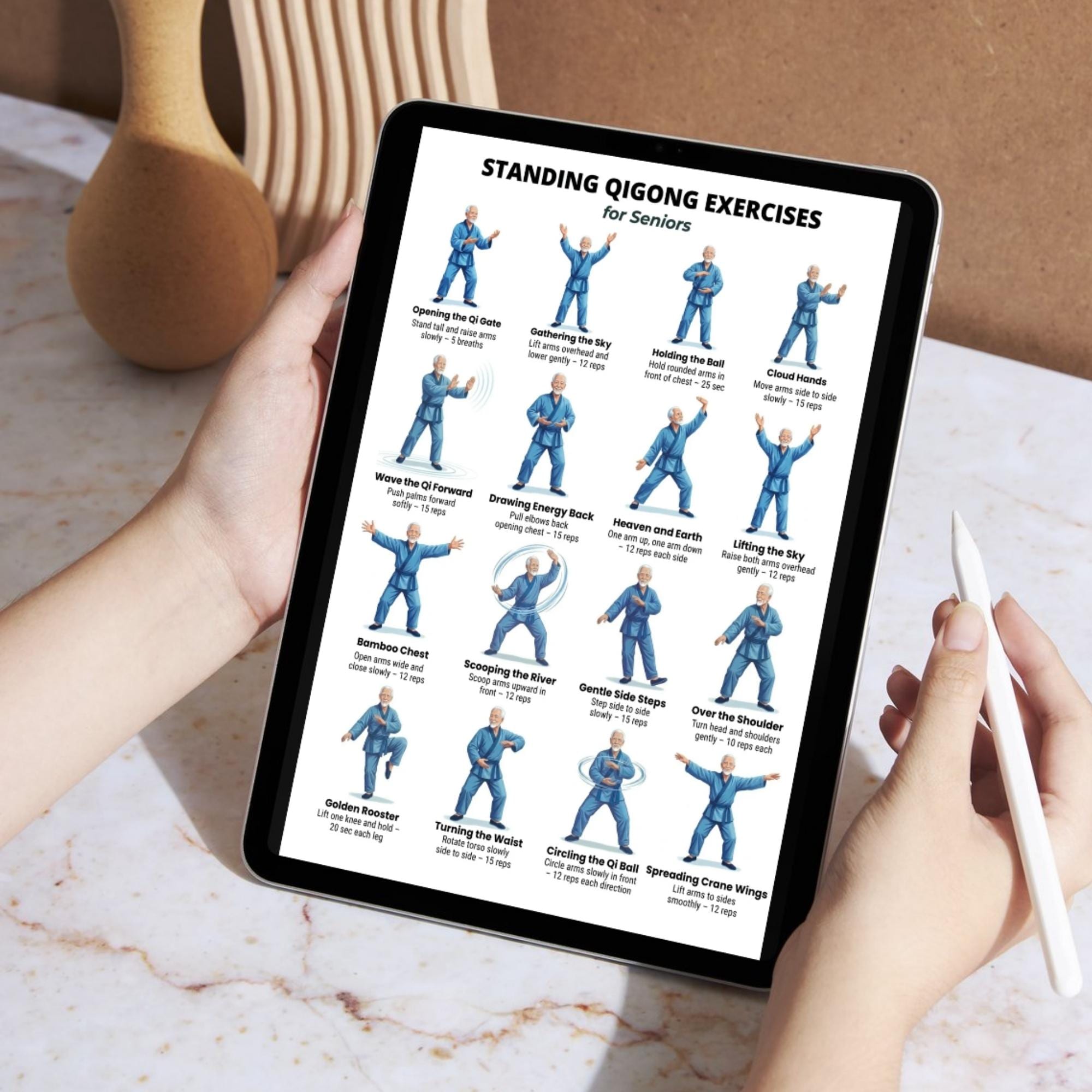 Standing Qigong Exercises For Seniors Printable Chart 16 Gentle Qigong standing-qigong-exercises-for-seniors-printable-chart-16-gentle-qigong