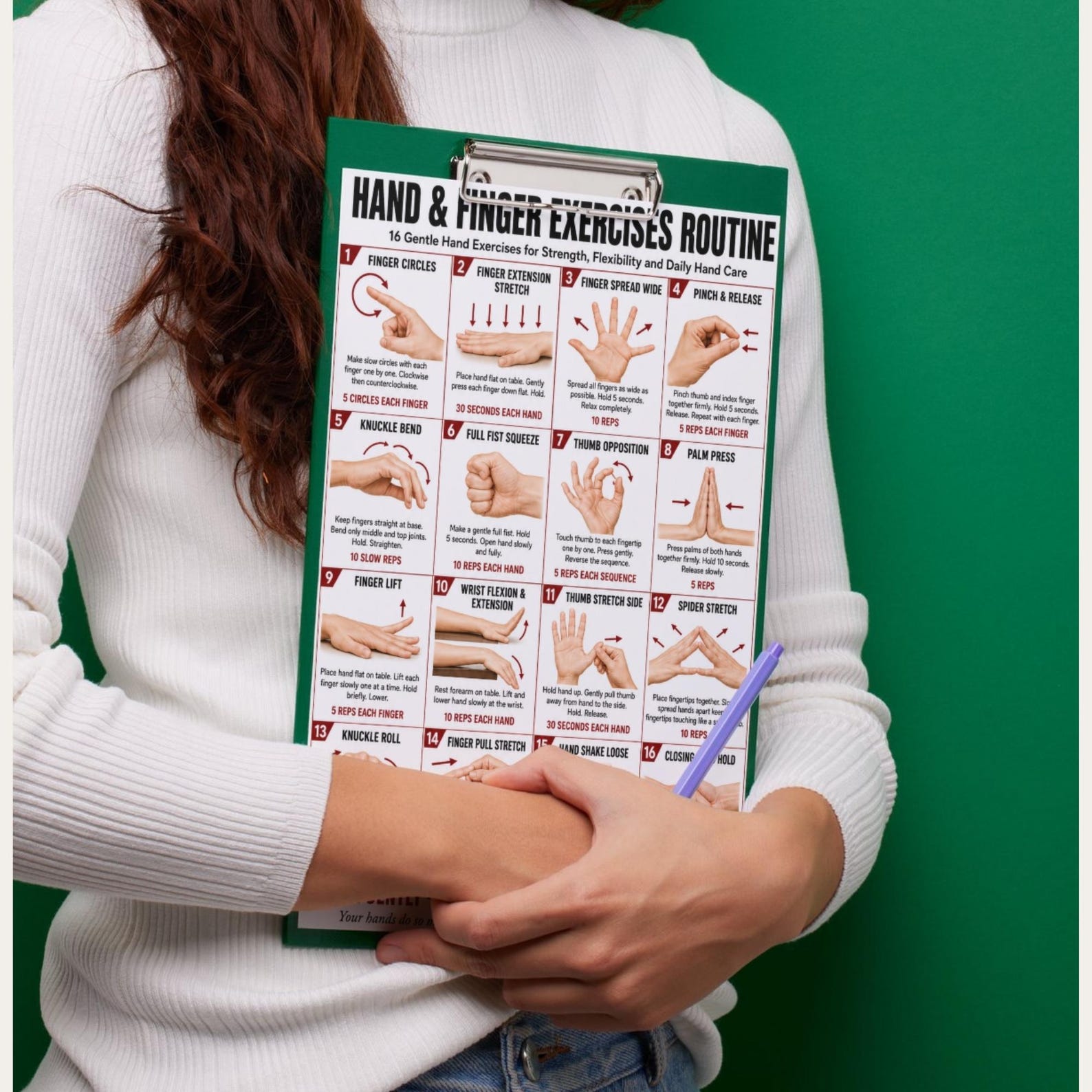 Hand Exercises Routine Hand & Finger Exercises Routine Printable PDF | 16 Gentle Hand ...