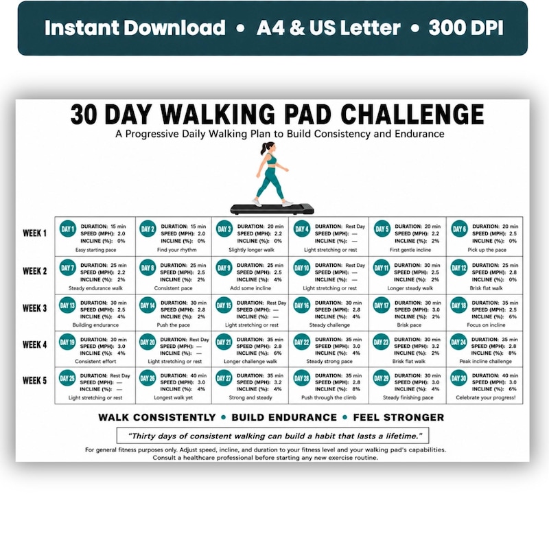 Basic Exercise Plan.pdf Walk Workout Calendar - Etsy