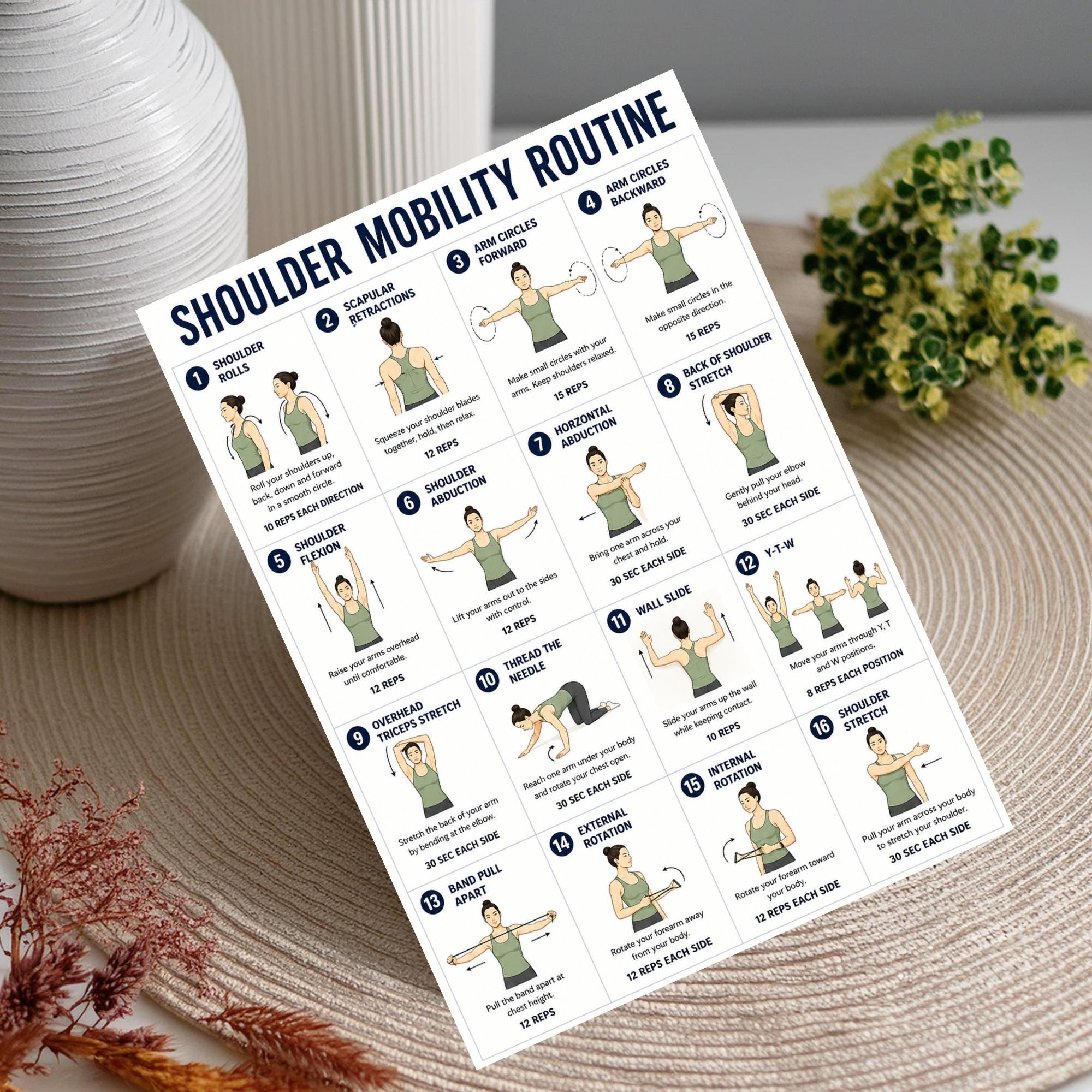 Shoulder Mobility Routine Printable Shoulder Stretch Exercise Chart 