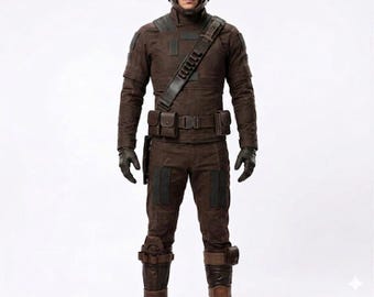 Din Djarin Mandalorian Cosplay Flight Suit, Brown Tactical Sci-Fi Costume, Star Wars Bounty Hunter Outfit
