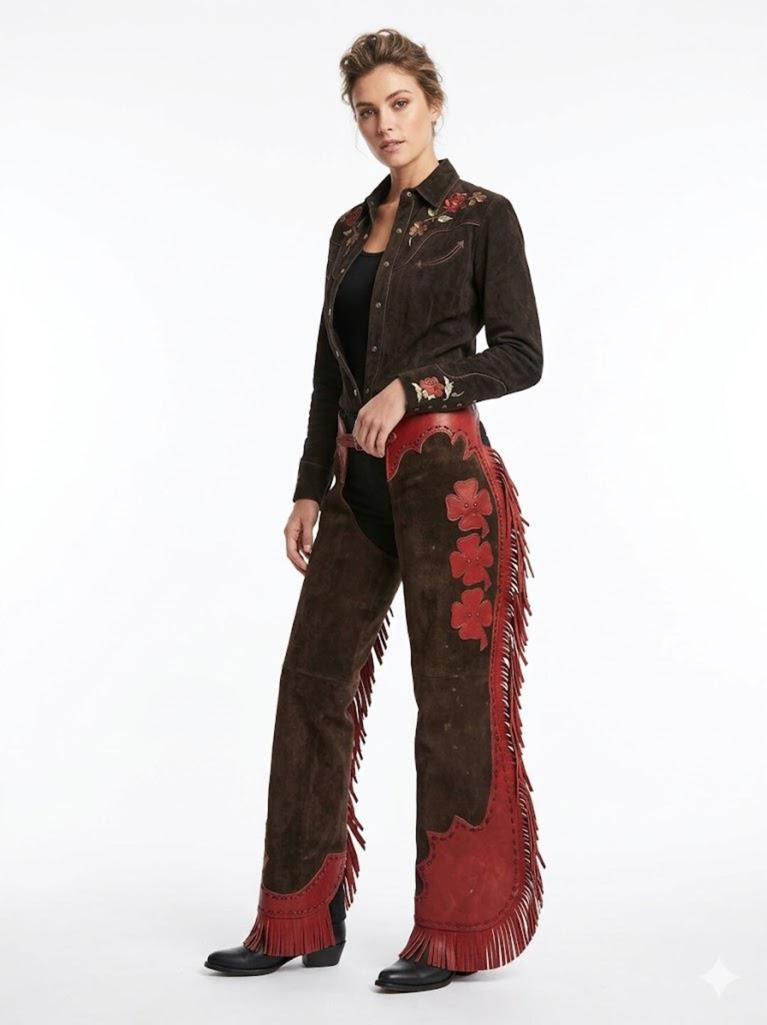 Women’s Suede Leather Chaps – Western Cowgirl Fringe Rodeo Pants - Etsy