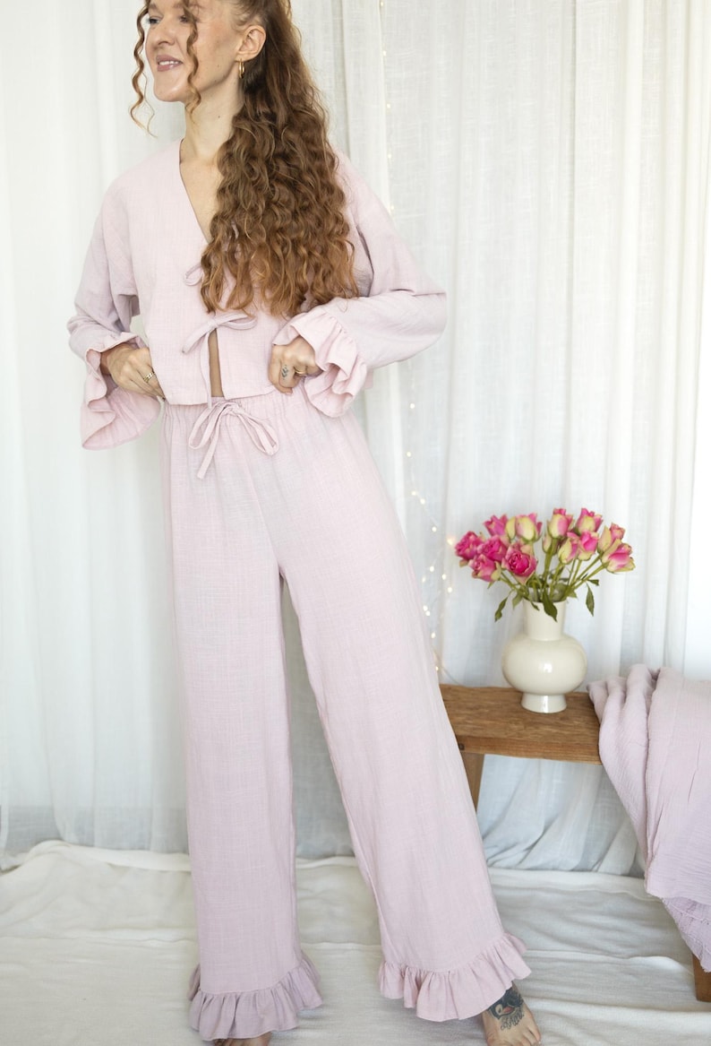 German Ruffles Ruffle Wide Leg Pants PDF Sewing Pattern | Elastic Waist Pajama Pants ...