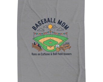 Baseball Mom Velveteen Plush Blanket | Runs on Caffeine & Ball Field Dinners