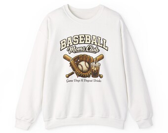 Baseball Moms Club Sweatshirt mit Rundhalsausschnitt | Vintage Handschuh Fledermaus Ball Design