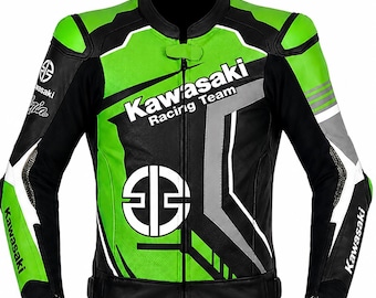 Kawasaki Ninja Motorcycle Jacket – Custom Biker Racing Jacket  | Cowhide Leather Motorcycle Jacket – CE Armor Riding Jacket Sports Moto Gear