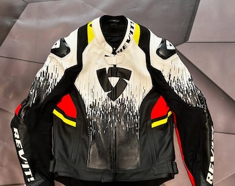 Men’s Leather Motorcycle Jacket - Original Cowhide Biker Racing Jacket - CE Level 2 Motorbike Sports Riding Moto Gear - White Leather Jacket
