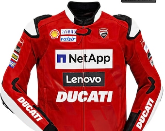 Ducati Corse Racing Leather Jacket – Men’s Premium Biker Gear | Cowhide Motorcycle Riding Jacket – CE Level 2 Motorbike Sports Moto Gear