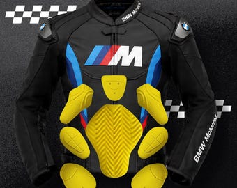 BMW Motorrad Leather Motorcycle Jacket - Custom Biker Racing Jacket - CE Armor Motorbike Sports Riding Moto Gear - Black Leather Jacket