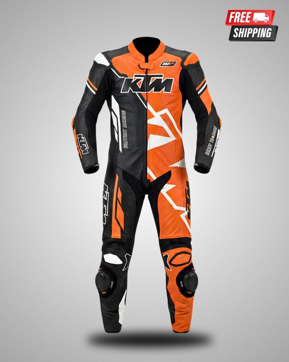 Men’s KTM Motorcycle Leather Suit - KTM Motorbike Suit - Riding Gear Track Suit - KTM Biker Racing Suit Full Set -  Armored Track Gear Set