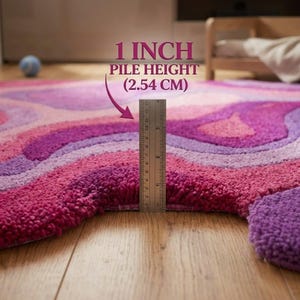 Pink Abstract Irregular Rug, Handmade Tufted Wool Area Rug, Modern ...