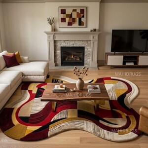 Luxury 6x9 Feet Multi Color Irregular Rug, Hand Tufted New Zealand Wool Rug, Modern Abstract Area Rug, Designer Statement Carpet