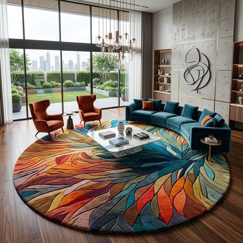 Abstract Leaf Pattern Area Rug Modern Statement Rugs - Etsy