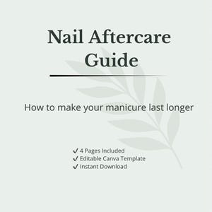 Nail Aftercare Guide Editable Canva Template Nail Salon Client Care Card Nail Technician Printable Nail Care Tips