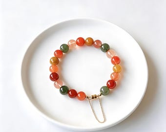 Rabbit Hair Rutilated Quartz Bracelet – Natural Crystal for Wealth Luck & Longevity – Handmade Gemstone Jewelry Gift for Women