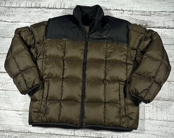 Vintage Nike Brown Puffer Down Jacket Embroidered Logo 90s
