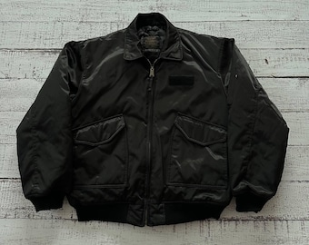 Vintage Fostex Garments CWU 45/P Bomber Jacket Black Size XXL Heavy Flight Cold Weather Coat, Archive Gorpcore Tactical Streetwear