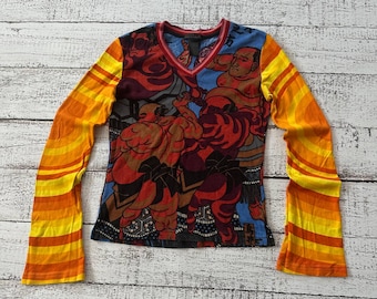 Vintage japan Custo Barcelona 1990-2000 sumo long sleeved top М (Phoebe Buffay in Friends)