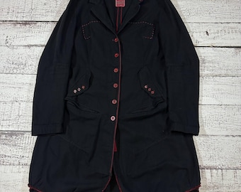 Vintage Marithe Francois Girbaud Coat Jacket Size L, 42 Archival Girbaud Black Asymmetric Utility Trench Coat Women, Avant Garde Outerwear