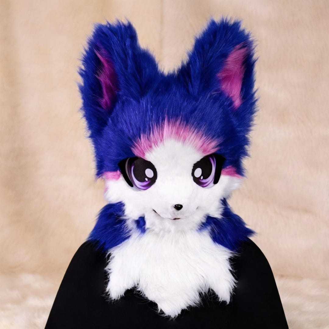 Colorful Kemono Fursuit Head – Anime Style Furry Mask, Stylized Animal ...