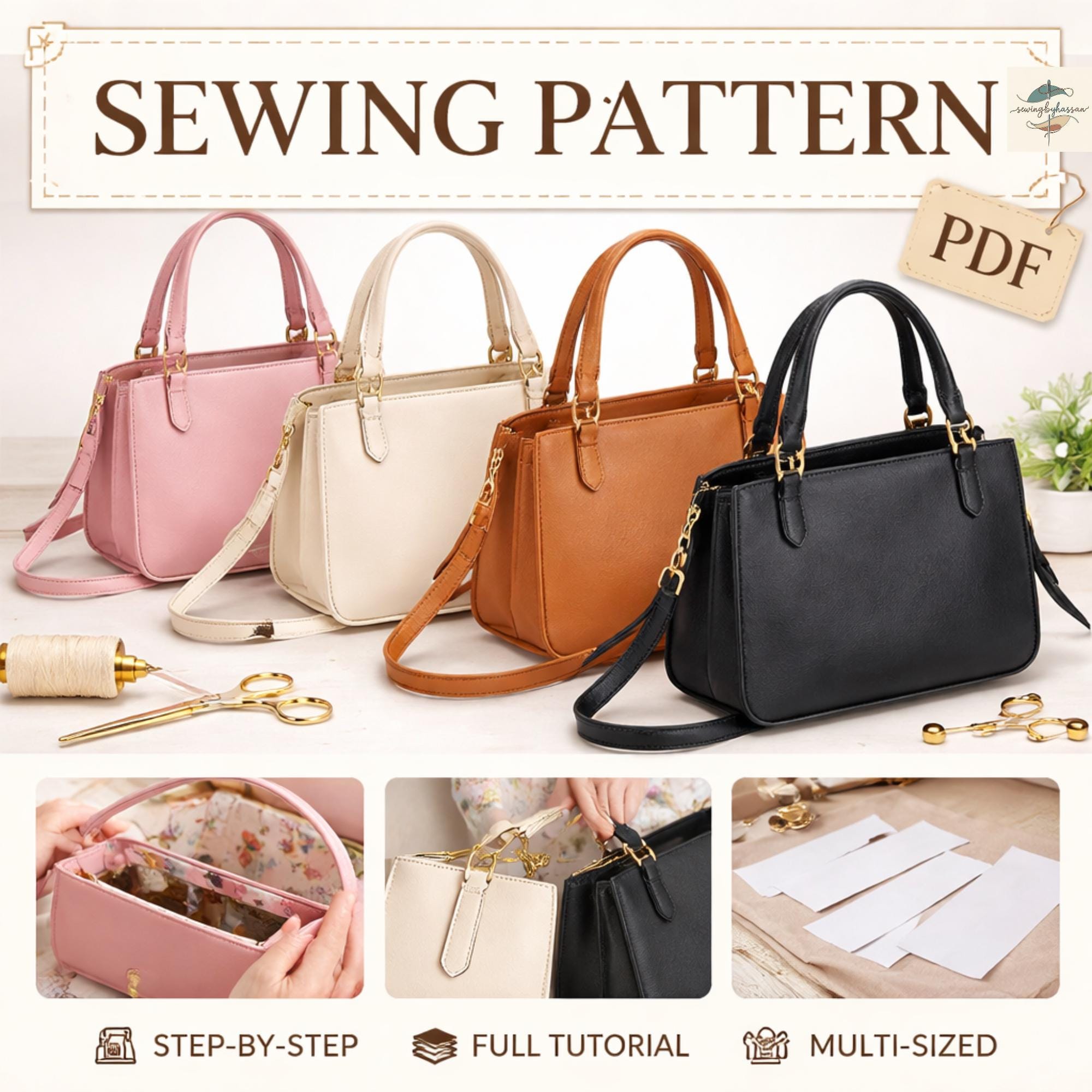 Leather Crossbody Bag Sewing Pattern | Structured Handbag Tutorial (PDF ...