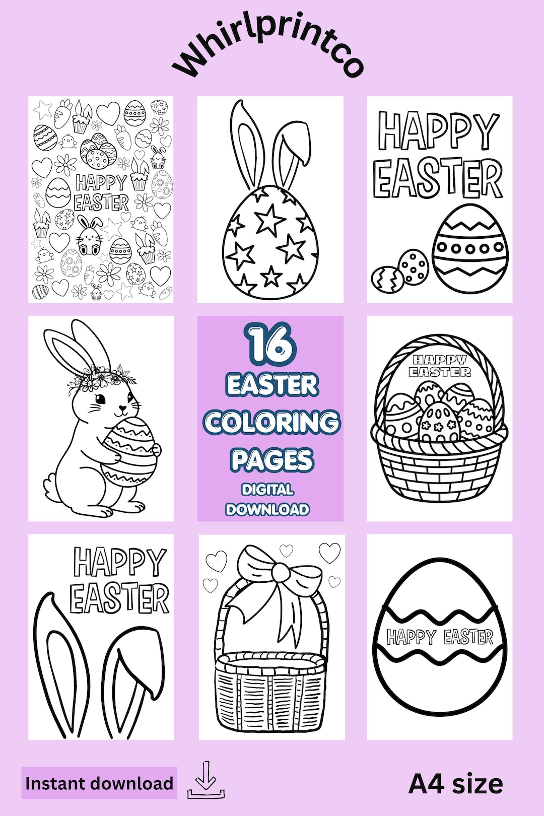 Easter Coloring Pages Printable for Kids. Easy PDF Download - Etsy
