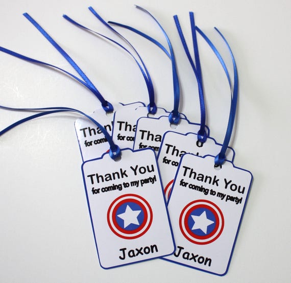 captain america set of 18 thank you party favor tags personalized thank you party favor