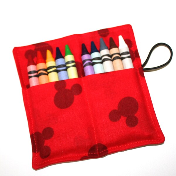 Mickey Mouse Birthday Party Favors, Crayon Rolls made from Mickey Mouse Ears fabric, Mickey Mouse First Birthday Party, FAST SHIP