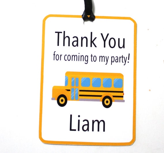 Set Of 12 School Bus Thank You Tags Personalized Tags Birthday