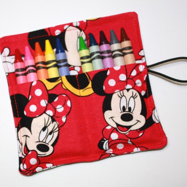 Minnie Mouse Birthday Party READY TO SHIP Crayon Rolls Party Favors, made from Giggles Minnie Mouse Birthday Party Favor