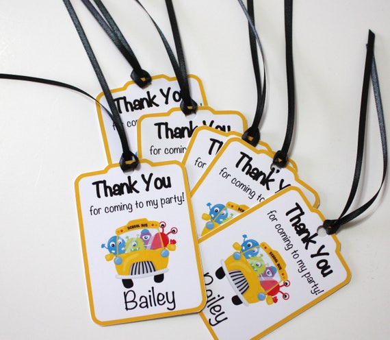 Silly Monsters Bus Set Of 12 Thank You Party Favor Tags Monsters