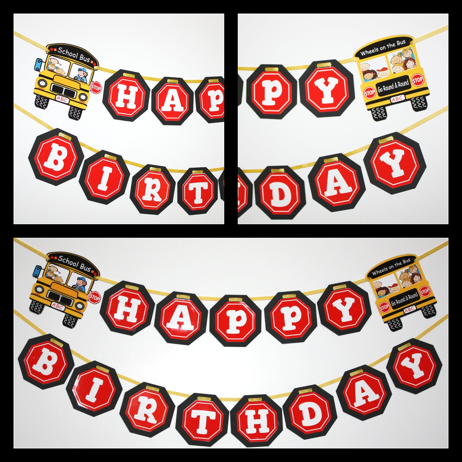 Wheels On The Bus Birthday Party Banner Happy Birthday Etsy