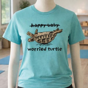 Yoga Shirt Funny Turtle Tee | Gym, Pilates, Workout Clothes, Happy Baby Pose Top