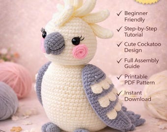 WildKnot Kakadu Amigurumi PDF Häkelanleitung | Anfängerfreundlich | Schritt-für-Schritt-Anleitung
