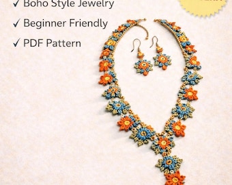 Boho Blumen Häkelkette Ohrringe Muster | Anfänger Freundlicher Schmuck PDF